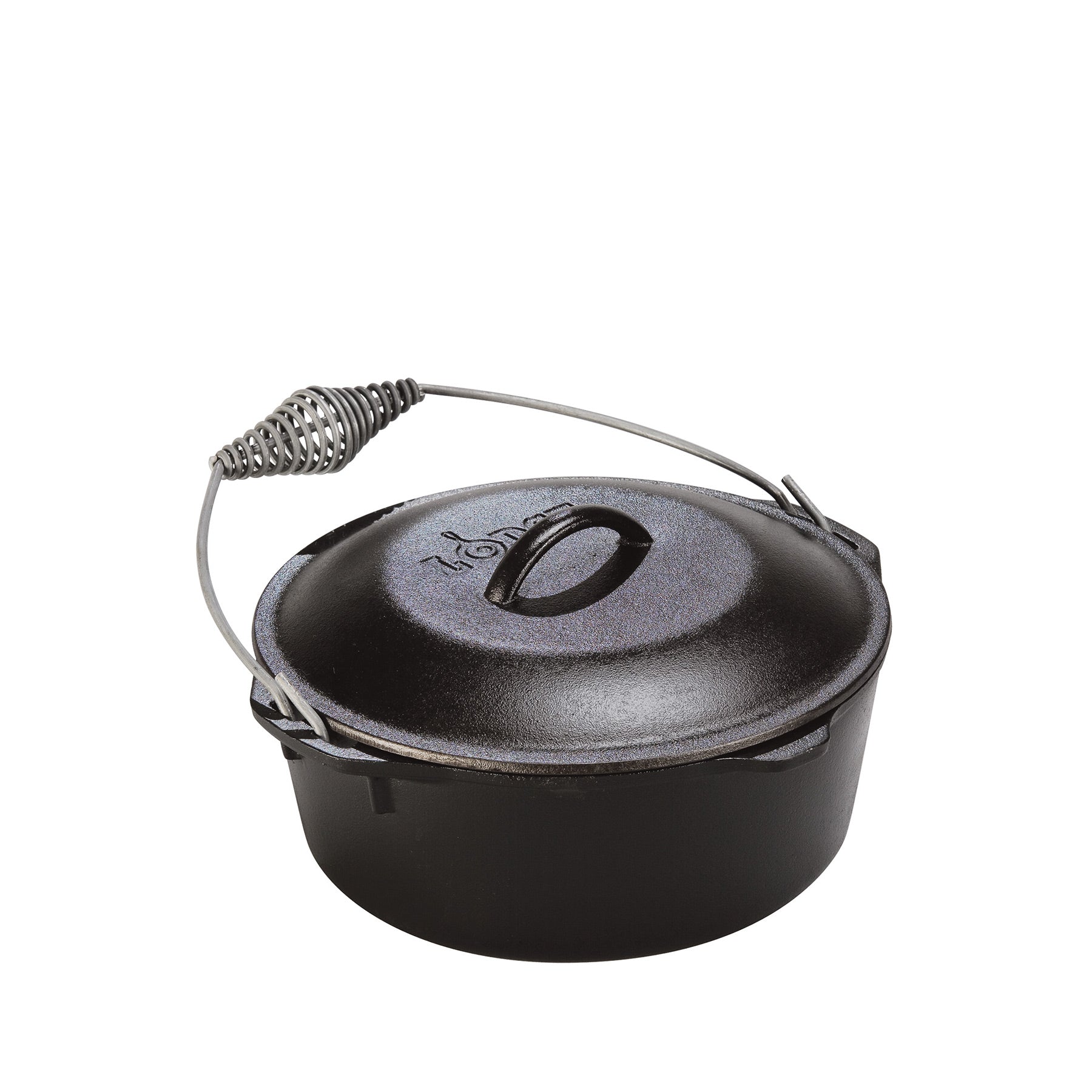 Premium 7qt Cast Iron Dutch Oven with Ergonomic Spiral Handle - Perfect for Braising, Baking, Camping & Family Dinners