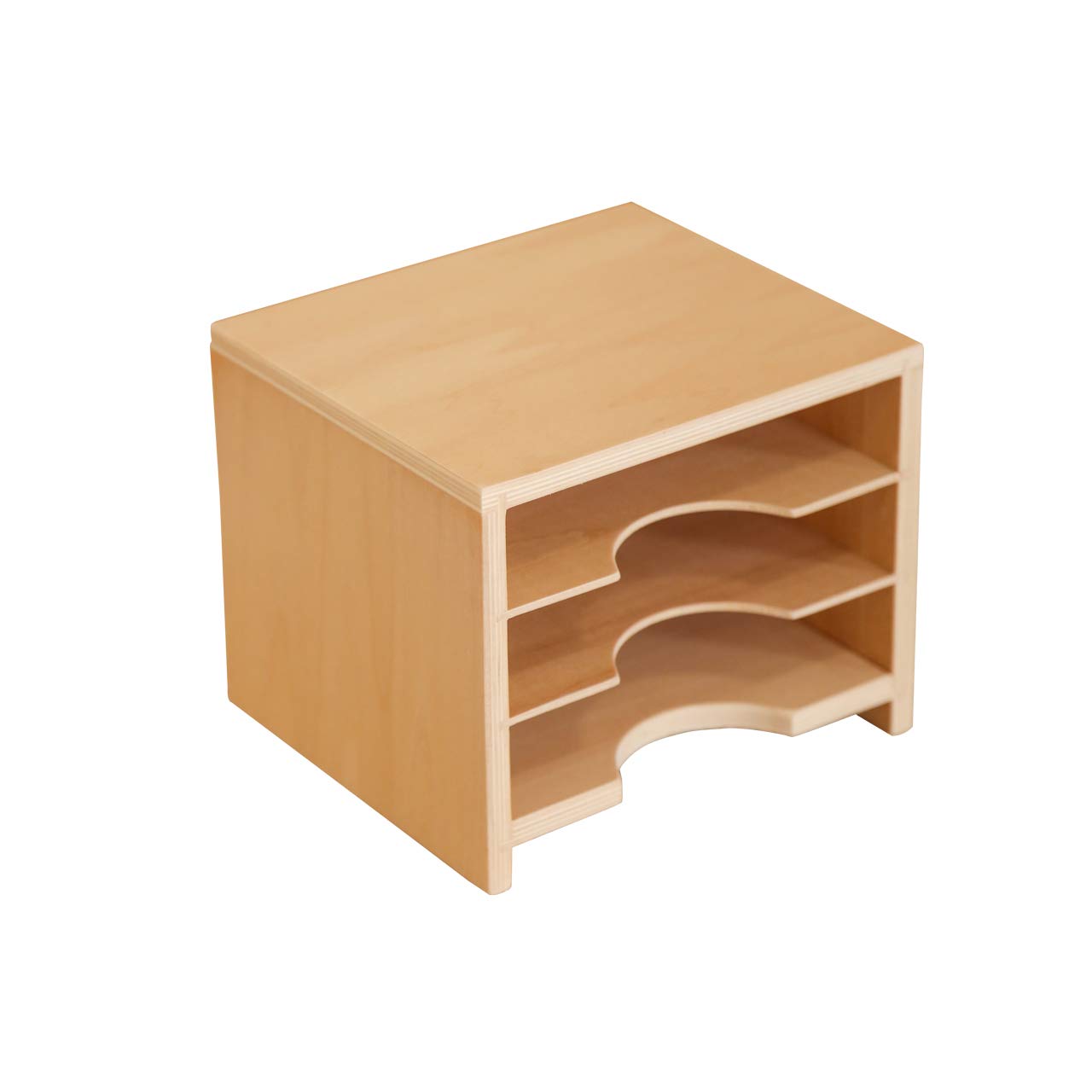 Montessori Wooden Cabinet for Geometric Shape Cards & Leaf Cards - 3-Tier Storage Shelf for Kids Learning Toys | Classroom & Homeschool Organization