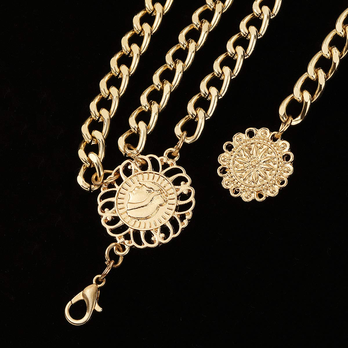 Glamorstar Women's Multilayer Metal Waist Chain Belt - Stylish Body Jewelry for Dresses, Tops & Evening Wear - Perfect for Parties, Weddings & Fashion Accessories