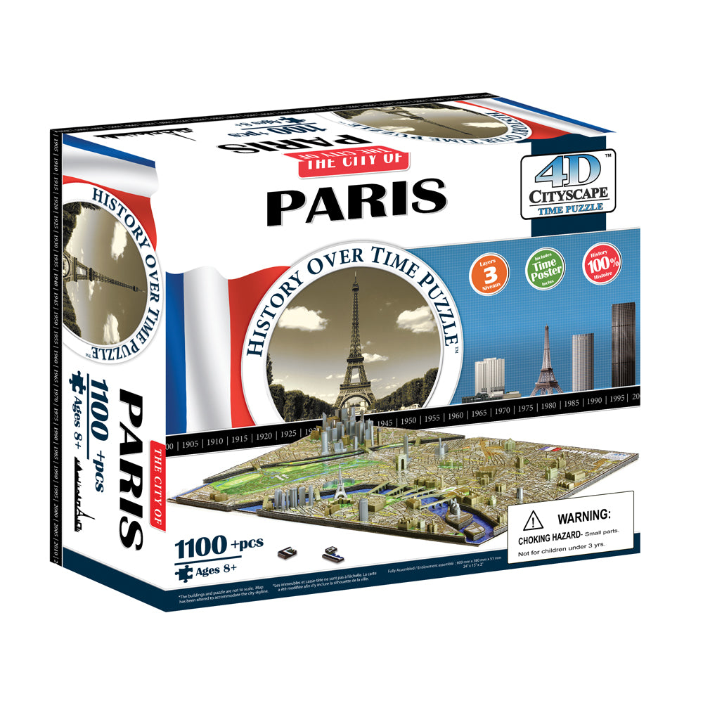 4D Cityscape Time Puzzle - Paris, France - 870+ Piece 3D Historical Architecture Model Kit | Perfect for Home Decor, Educational STEM Toy & Collector's Gift