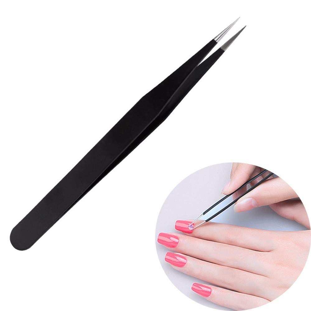 Professional Nail Art Tweezers Set - 2 Pcs Rhinestone & Foil Picker Tool for Nail Stickers, Decals, Eyelash Extensions | Perfect for DIY Manicures, Salon Use & Nail Decorations