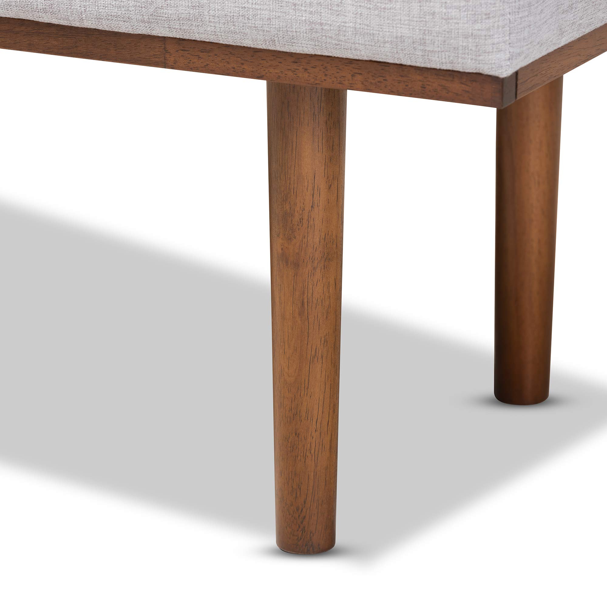 Baxton Studio Modern Upholstered Bench with Walnut Legs, Greyish Beige Fabric - Perfect for Entryway, Bedroom or Living Room Seating