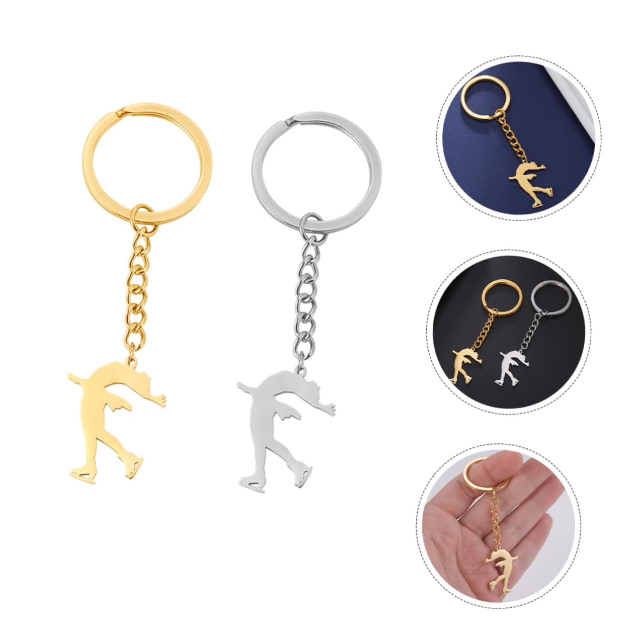 BESPORTBLE 2PCS Ice Skating Charm Keychain - Stainless Steel Boot Shaped Keyring for Skating Fans - Perfect for Party Favors, Gifts & Winter Sports Enthusiasts