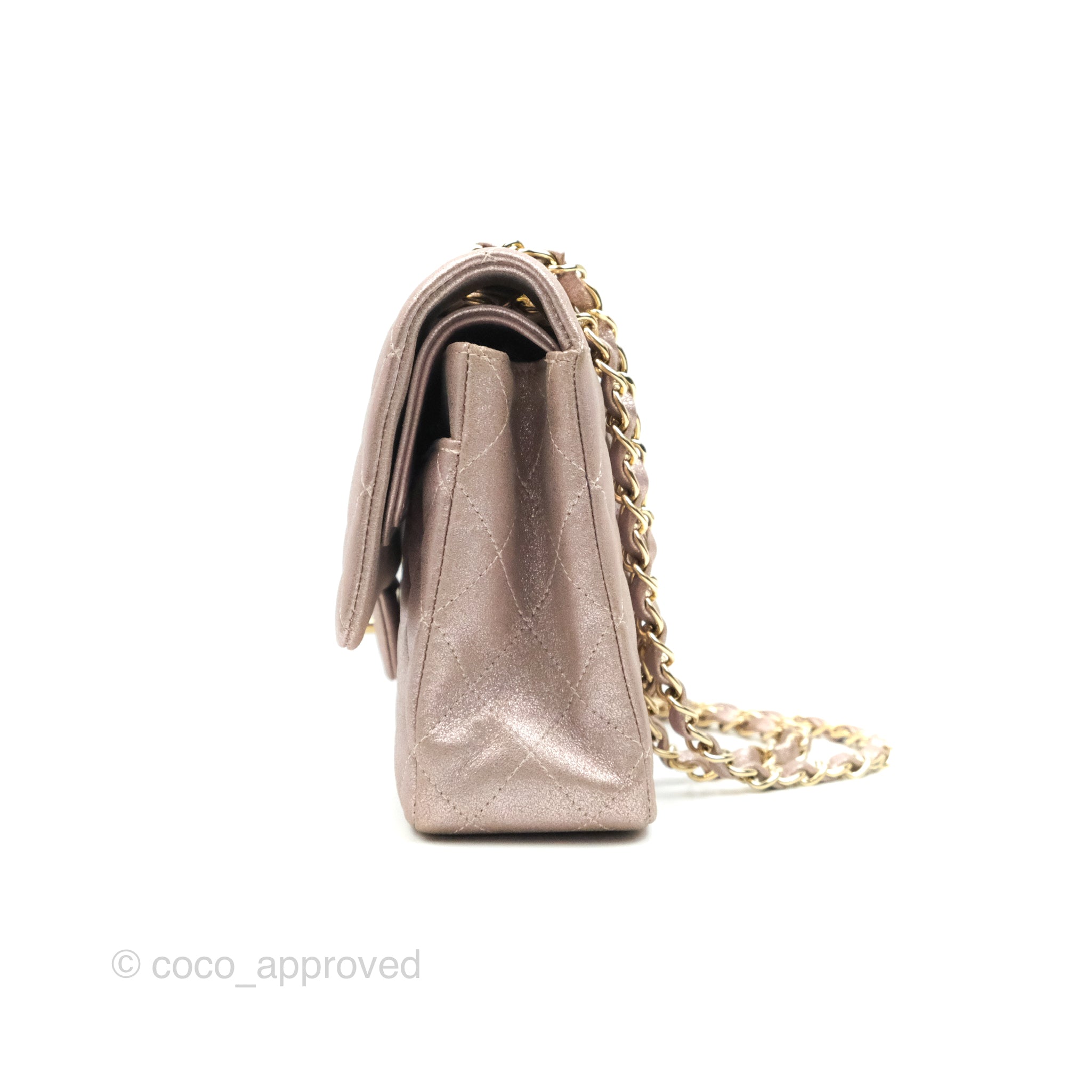 Chanel Classic M/L Medium Double Flap Bag in Rose Gold Pink Lambskin with Gold Hardware - Luxury Handbag for Women, Perfect for Parties, Weddings & Special Occasions