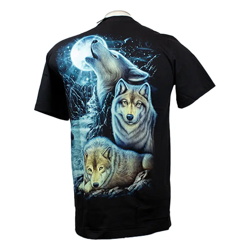 BOL/Open Road Men's Glow In The Dark Howling Wolf Graphic T-Shirt - Cool Novelty Tee for Nighttime Parties, Concerts & Outdoor Adventures