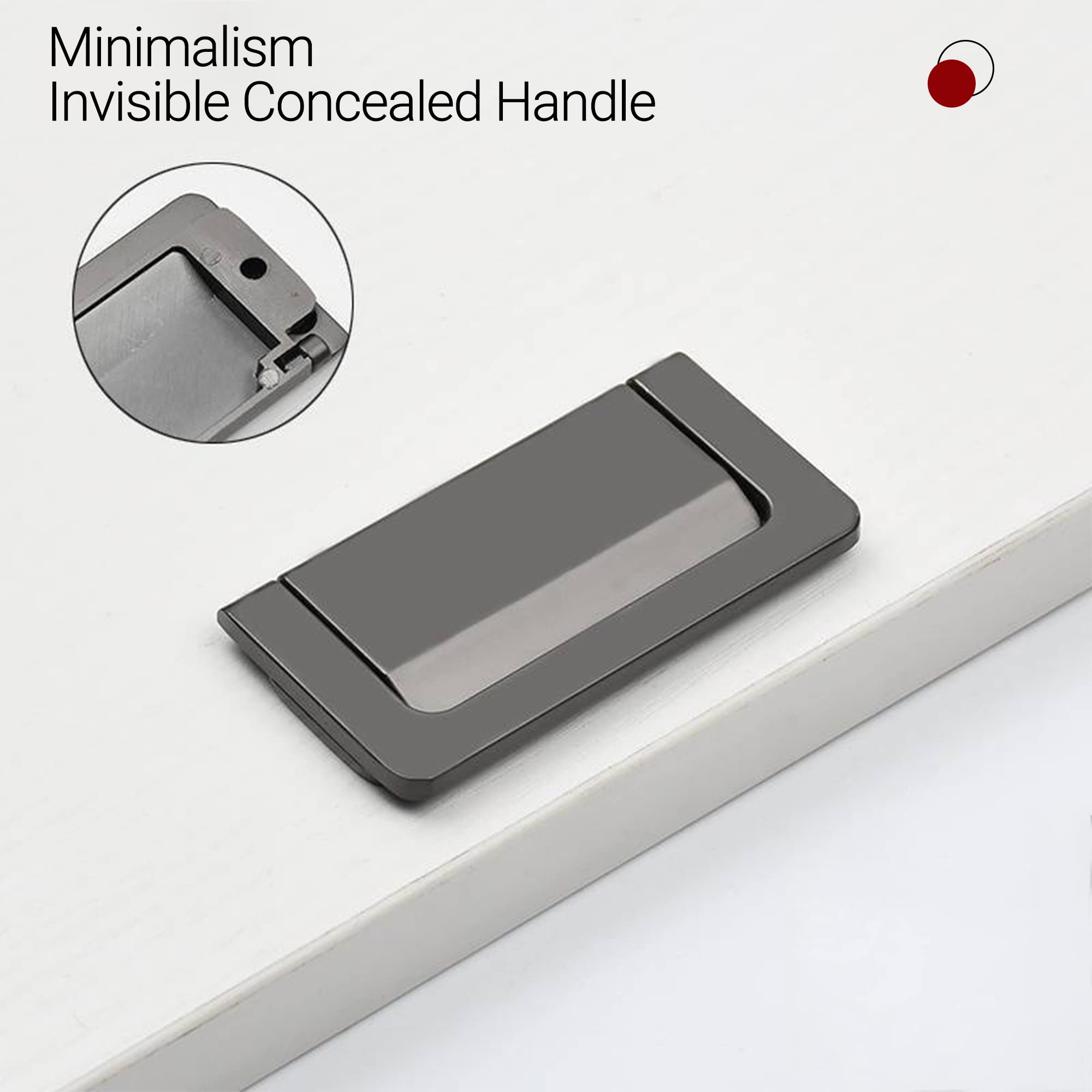3PCS Matte Stainless Steel Cabinet Pulls - Kitchen & Bathroom Drawer Handles, Recessed Finger Pulls for Cabinets, Modern Door Pull Rings for Living Room - Durable Hardware for Home Renovation & Furniture Upgrade