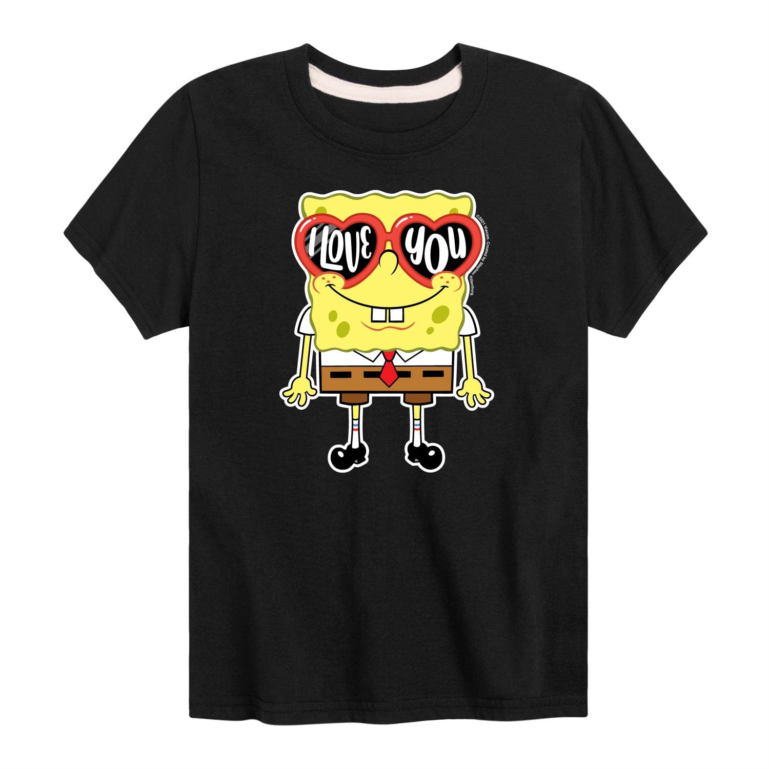 Spongebob Squarepants Valentine's Day Graphic T-Shirt for Toddlers & Kids - Cute Cartoon Short Sleeve Tee - Perfect for School, Parties & Family Celebrations
