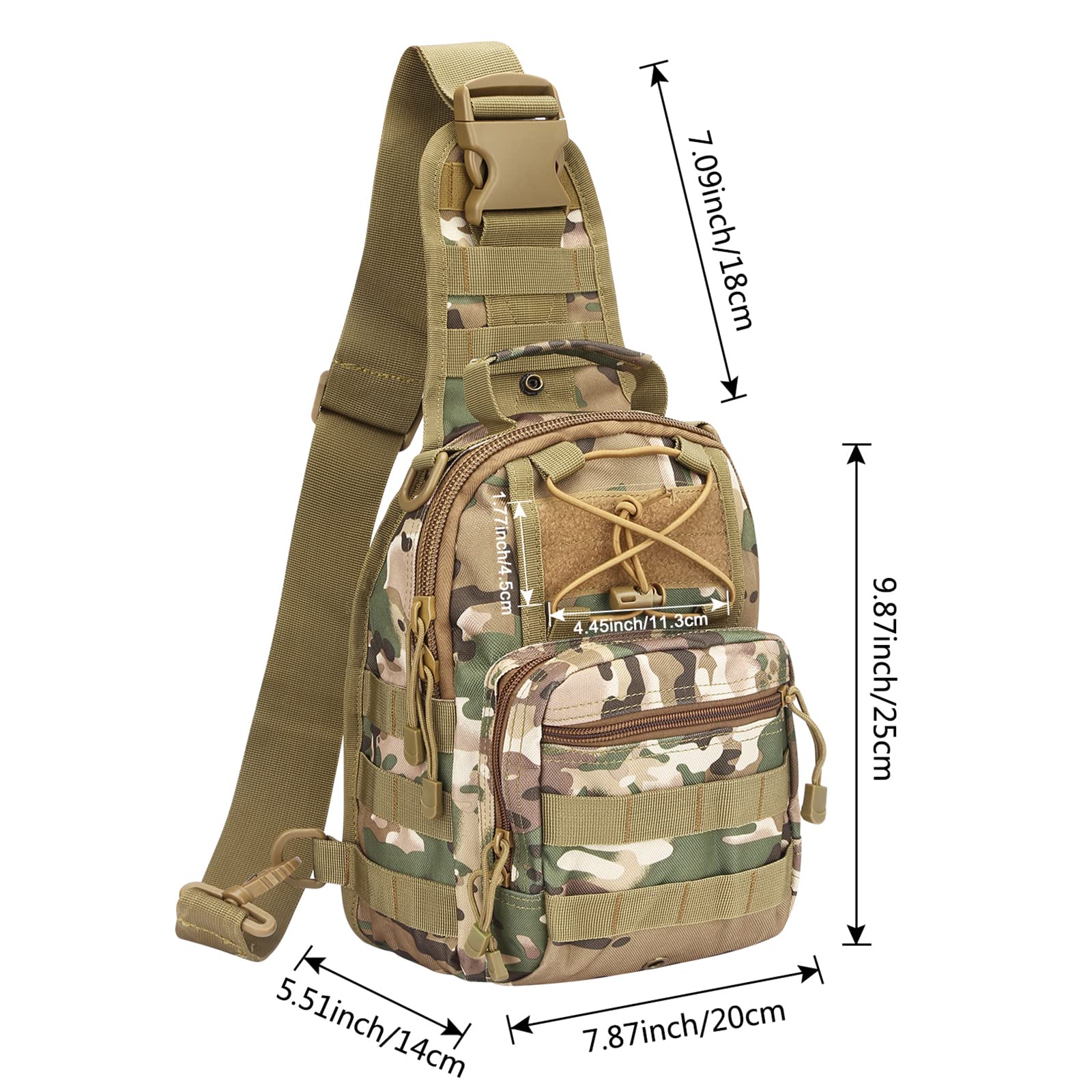 G4Free Tactical Backpack - Durable Military Sling Shoulder Bag for Outdoor Sports, Hiking, Camping & Everyday Carry - Waterproof EDC Backpack for Men & Women