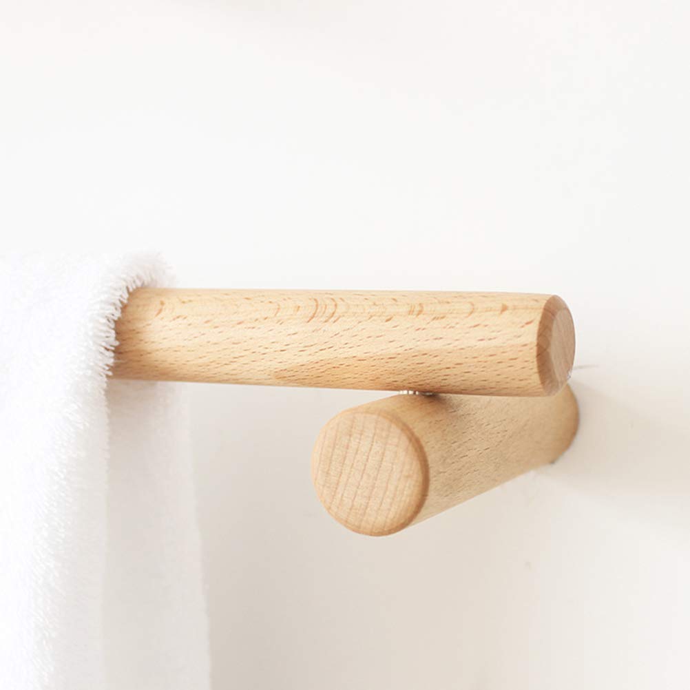 Cabilock 1-Piece Wooden Towel Rack - No Drill Single Towel Bar Hanger for Bathroom, Kitchen & Dorm Room Organization