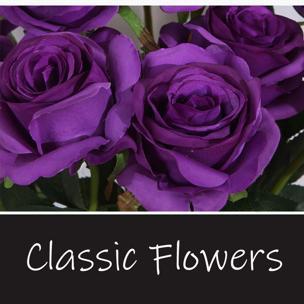 Amzali Artificial Silk Roses - Real Looking Blush Purple Fake Flowers with Long Stems for Home Decor, Wedding Bouquets, Centerpieces, Bridal Showers, Birthday Parties & Garden Floral Arrangements | Perfect for Wedding Decorations, Table Centerpieces, and Romantic Home Decor