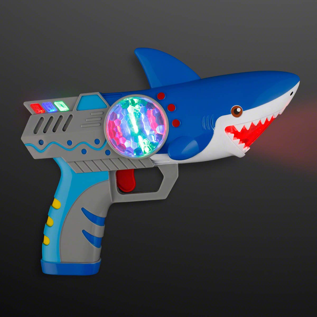 Light Up Shark Gun Toy with Spinning LED Lights - Fun Water Blaster for Pool Party, Beach Games & Outdoor Summer Activities