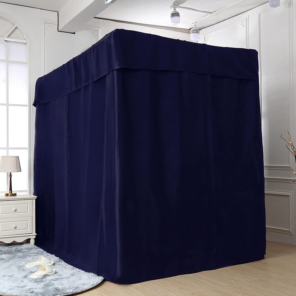 Elegant Solid Blue 4-Poster Bed Canopy with Curtains - Romantic Bedroom Decor for Adults, Girls & Boys - Perfect for Kids' Rooms, Nursery or Wedding Decor (Full Size, 1 Set) - Create a Dreamy Sleeping Space or Magical Play Area