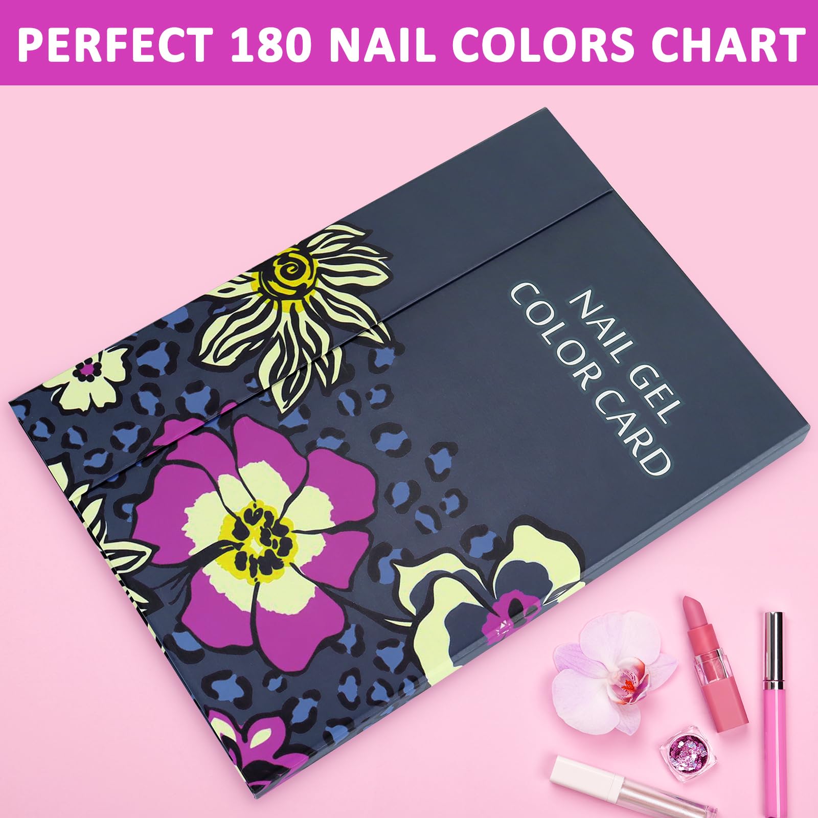 180 Nail Polish Color Swatch Book - Professional Nail Gel Color Chart Display for DIY Nail Art & Salon Use - Perfect for Nail Technicians, Manicurists & Home Nail Care