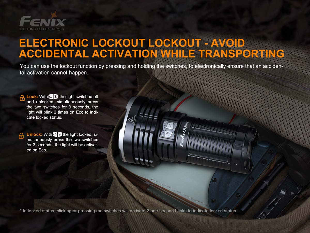 Fenix LR50R Rechargeable Flashlight - 12000 Lumen Ultra Bright LED Spotlight for Camping, Hiking, Emergency & Outdoor Adventures