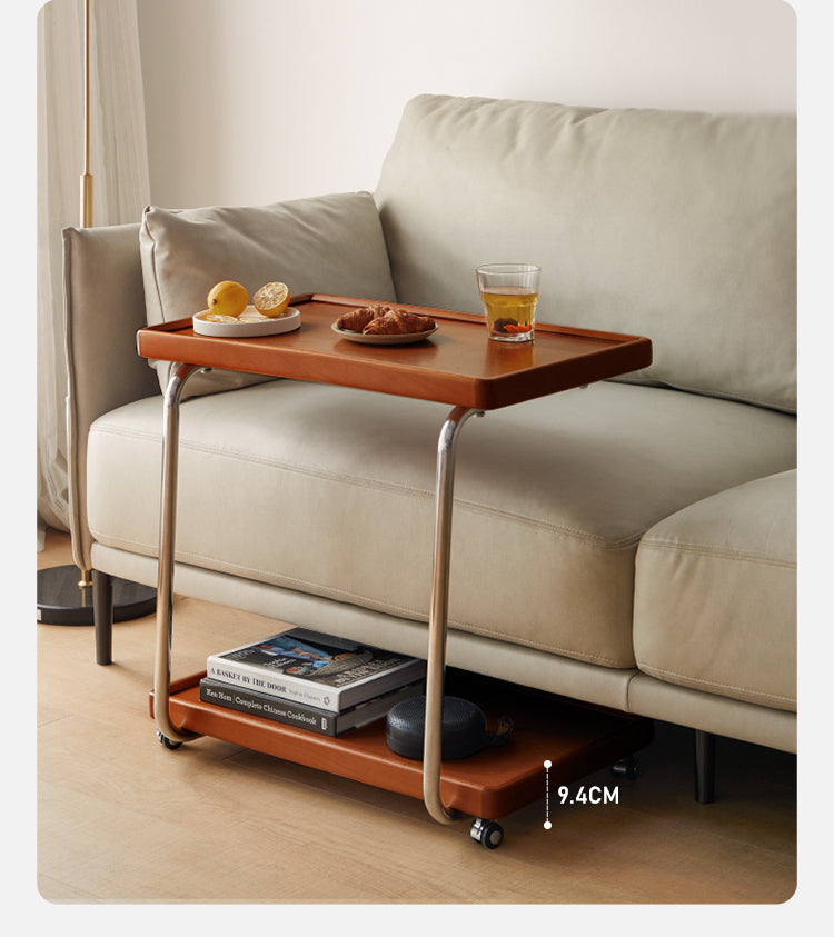 Solid Wood C-Shaped Side Table - Beech, Ash, Oak, Poplar - Modern End Table for Living Room, Bedroom & Office