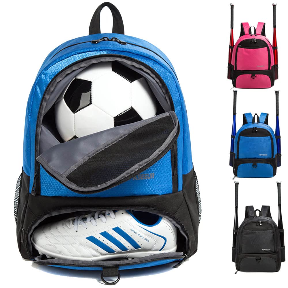 Youth Multi-Sport Backpack for Soccer, Baseball, Basketball & Volleyball | Kids Sports Equipment Bag with Ball Compartment | Durable Gym Bag for Boys & Girls Ages 6+ | Perfect for Practice, Games & School Sports