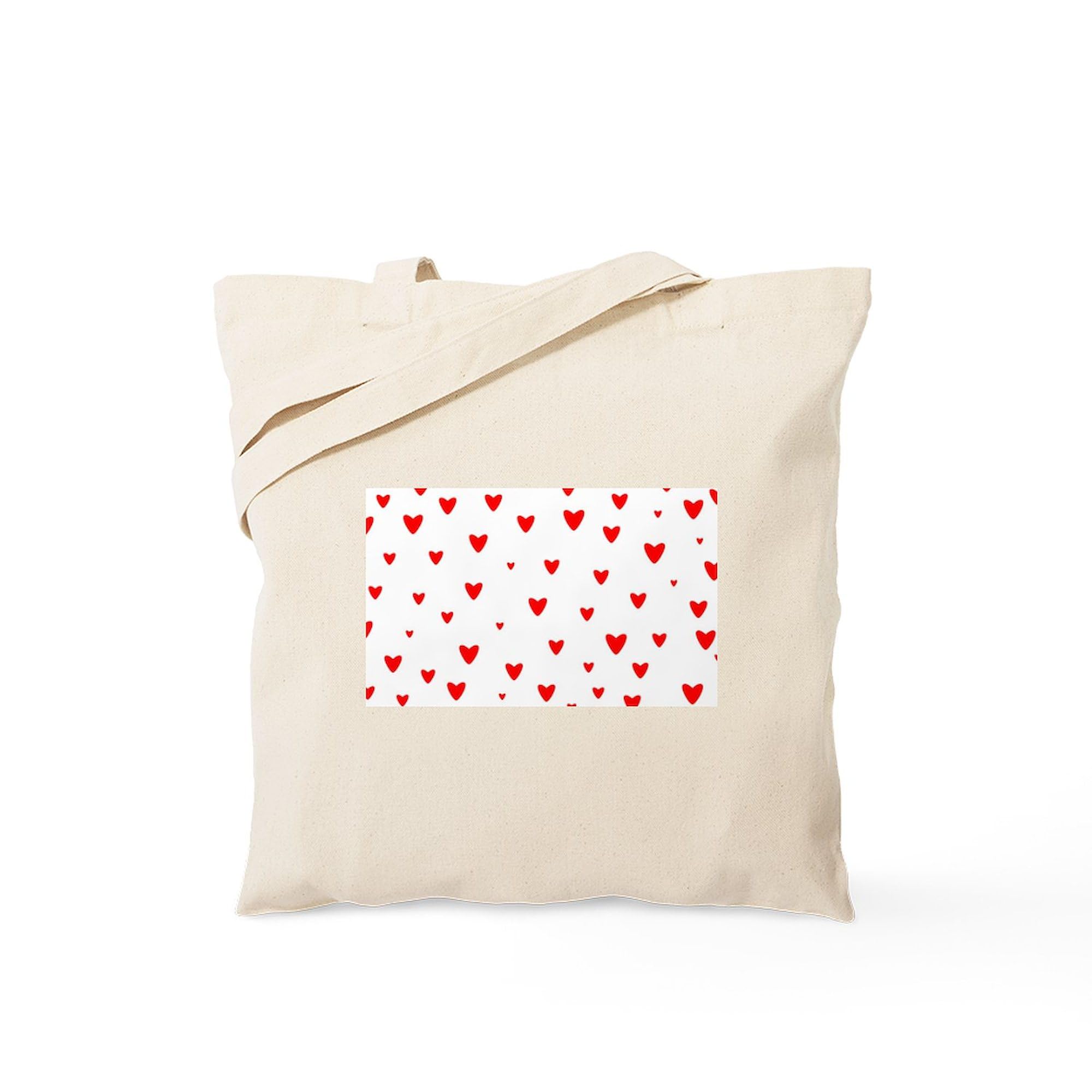 Red Hearts Canvas Tote Bag - Eco-Friendly Reusable Shopping Bag with Romantic Design | Perfect for Groceries, Beach Trips & Valentine's Day Gifts