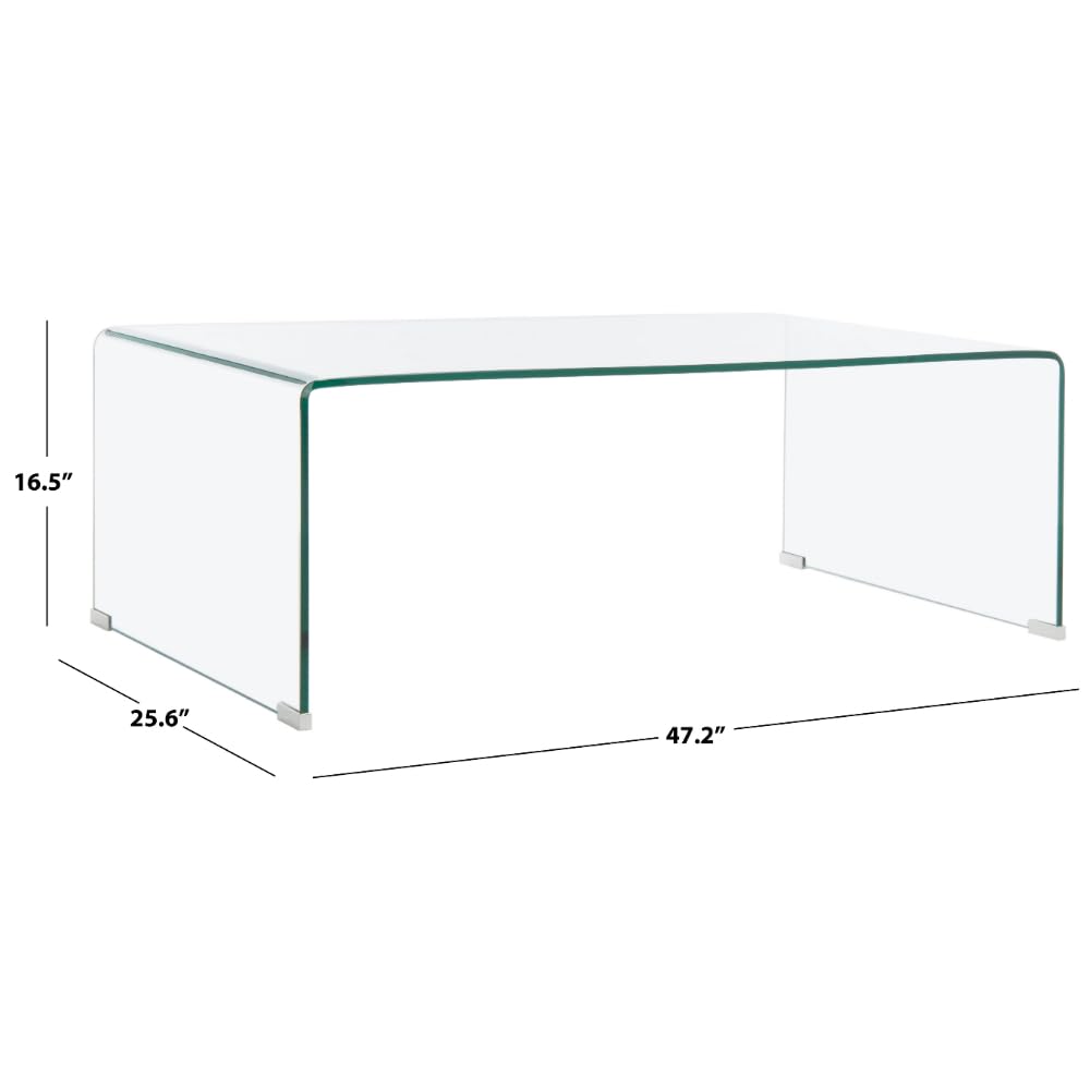 Safavieh Willow Clear Glass Coffee Table - Modern Living Room Centerpiece for Home Decor & Entertaining
