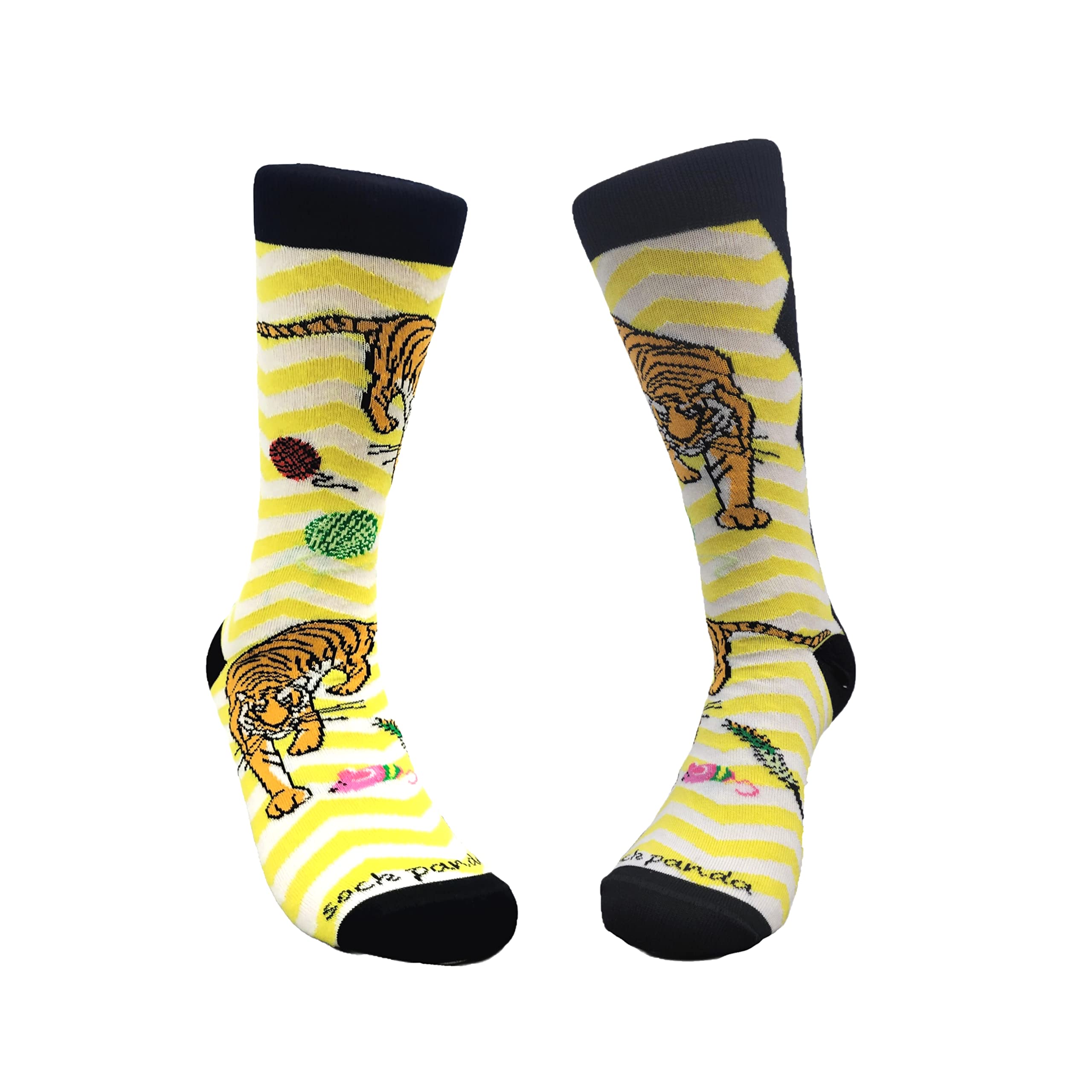 Fun Tiger Print Socks for Adults - Playful Animal Design Comfortable Cotton Crew Socks (Medium Size) - Perfect for Gifts, Casual Wear & Animal Lovers