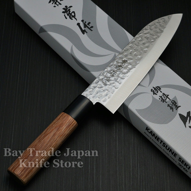 Premium Kanetsune Seki Hammered Finish DSR 1K6 Santoku Knife 165mm - Japanese High Carbon Steel Kitchen Knife for Professional Chefs & Home Cooking - Perfect for Slicing, Dicing & Chopping Vegetables, Meat & Fish