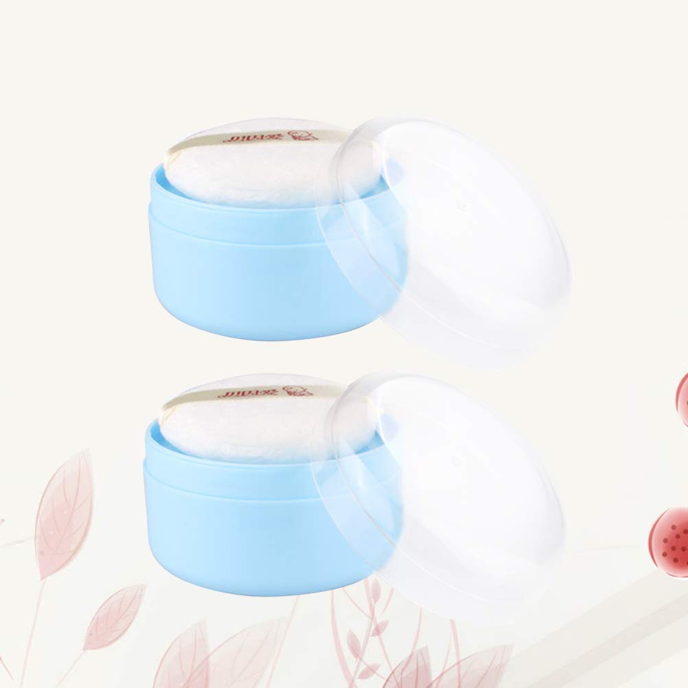 Healifty 2-Piece Makeup Powder Puff Set with Empty Body Powder Container & Sifter - Soft Bath Powder Puffs for Home & Travel - Ideal for Post-Shower, Baby Care & On-the-Go Touch Ups