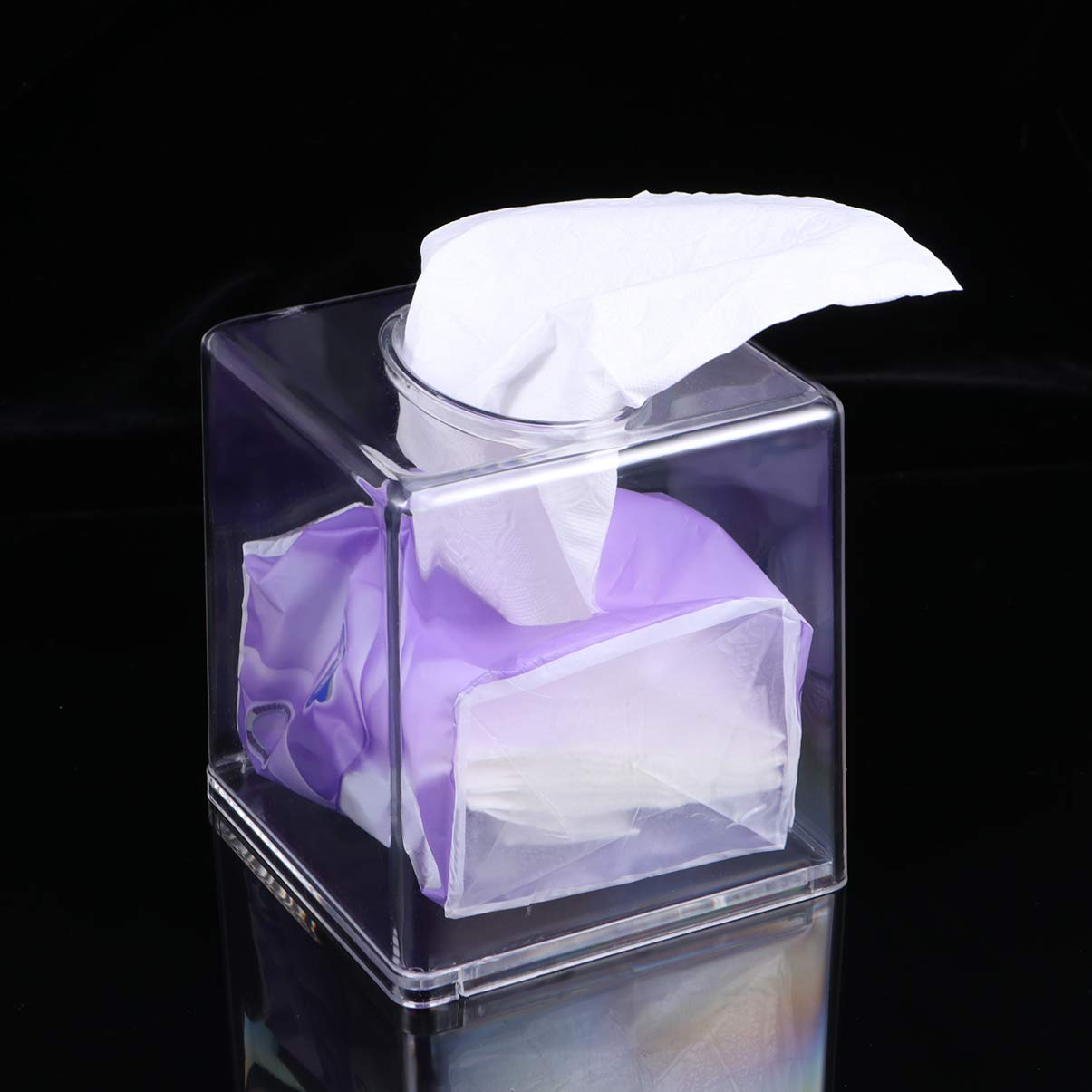 Cabilock Clear Plastic Tissue Box Cover - Rectangular Napkin Holder for Facial Tissues | Bathroom, Kitchen & Office Organizer | Stylish Home & Workspace Storage Solution