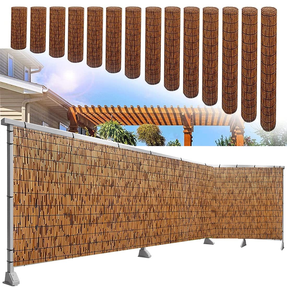 Privacy Screen Fence - Natural Reed & Bamboo Fence for Outdoor Decor | Waterproof, Breathable & UV Protection | Perfect for Patio, Deck, Porch, Railing & Gardening | Custom Size 122x610cm (4x20ft) | Enhance Your Backyard Privacy & Style