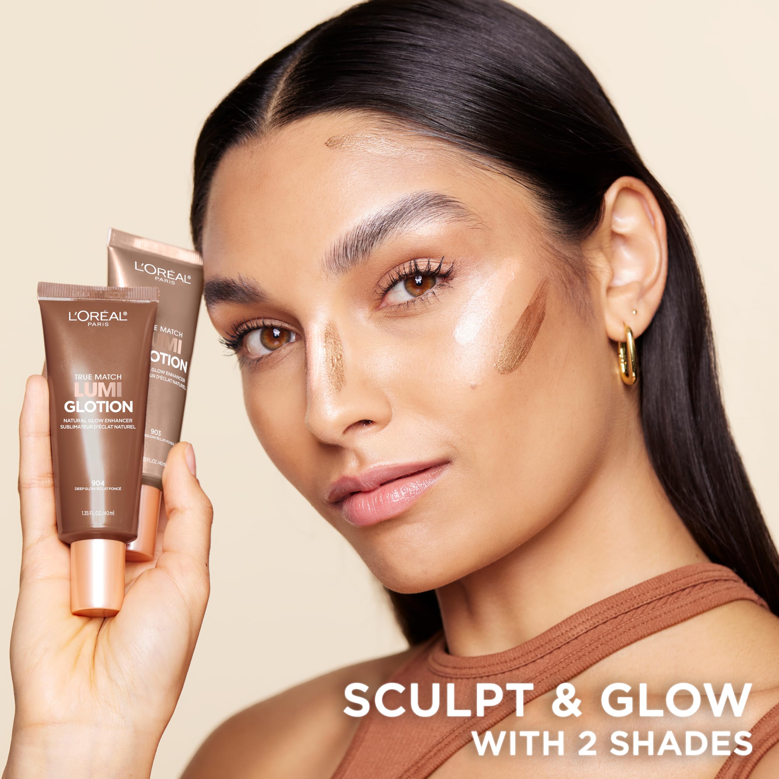 L'Oréal Paris True Match Lumi Glotion Medium & Deep Bundle - Natural Glow Highlighter & Bronzer Duo for Face & Body (2-Pack) - Perfect for Daily Makeup & Special Occasions