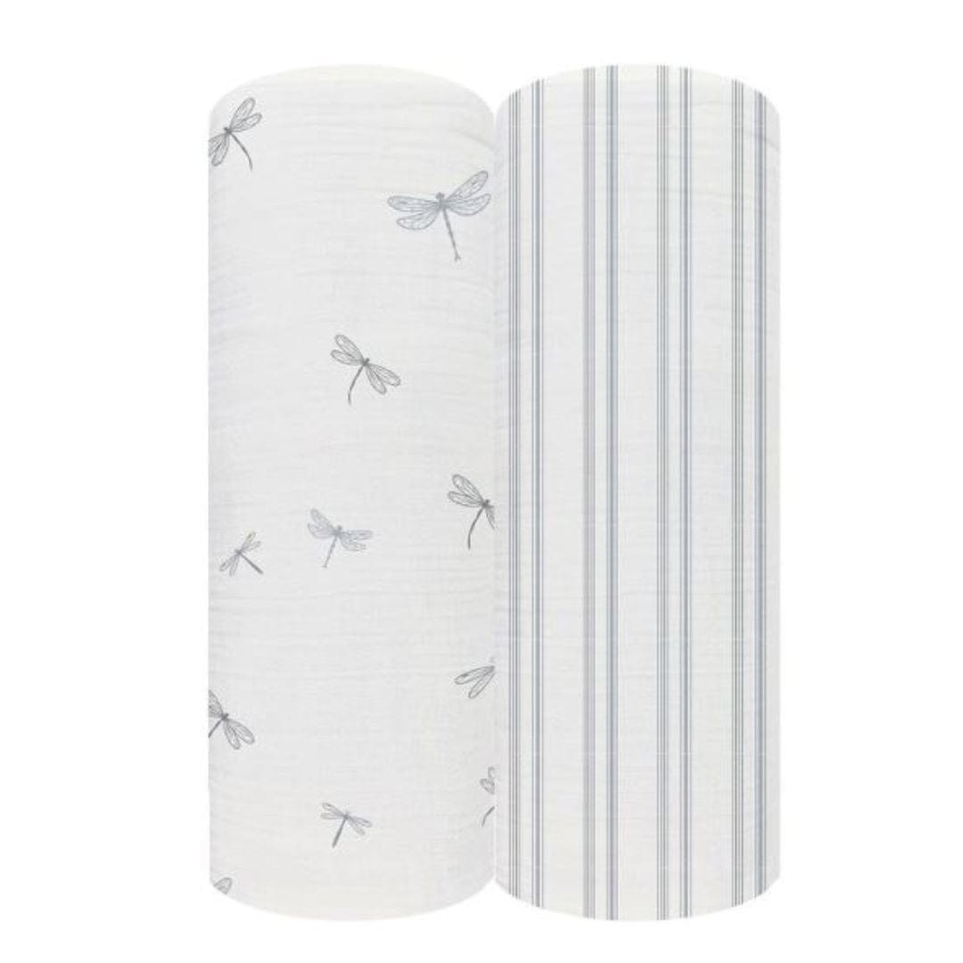 Ely's&Co. Soft Breathable Muslin Swaddle Blankets for Babies - 2 Pack Set - Perfect for Swaddling, Nursing Cover & Stroller Blanket