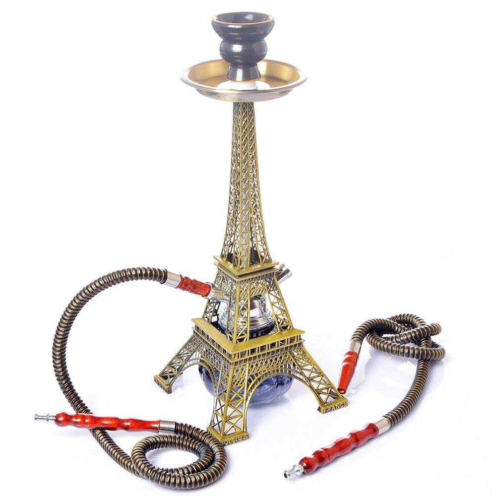 Premium Paris Tower Hookah Set with Ceramic Bowl, Double Hoses & Charcoal Tongs - 20