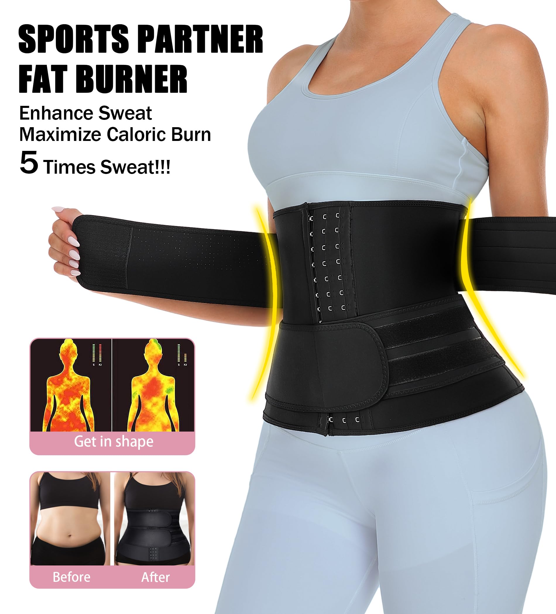 TELALEO Women's Waist Trainer - Neoprene Slimming Belt for Tummy Control, Body Shaper & Waist Cincher - Sweat Waist Trimmer for Workout & Postpartum Recovery