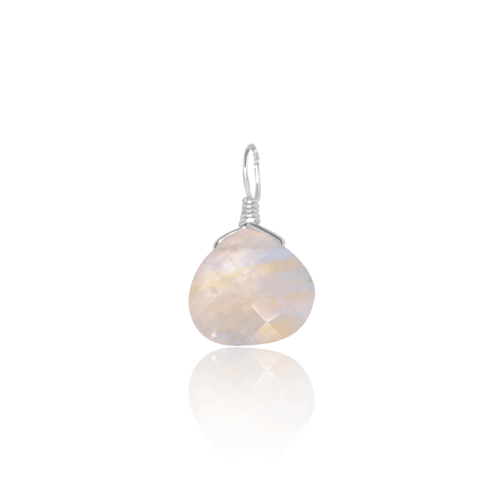 Tiny Rainbow Moonstone Teardrop Gemstone Pendant Necklace - Natural Healing Crystal Jewelry for Women - Perfect for Meditation, Yoga & Spiritual Gifts