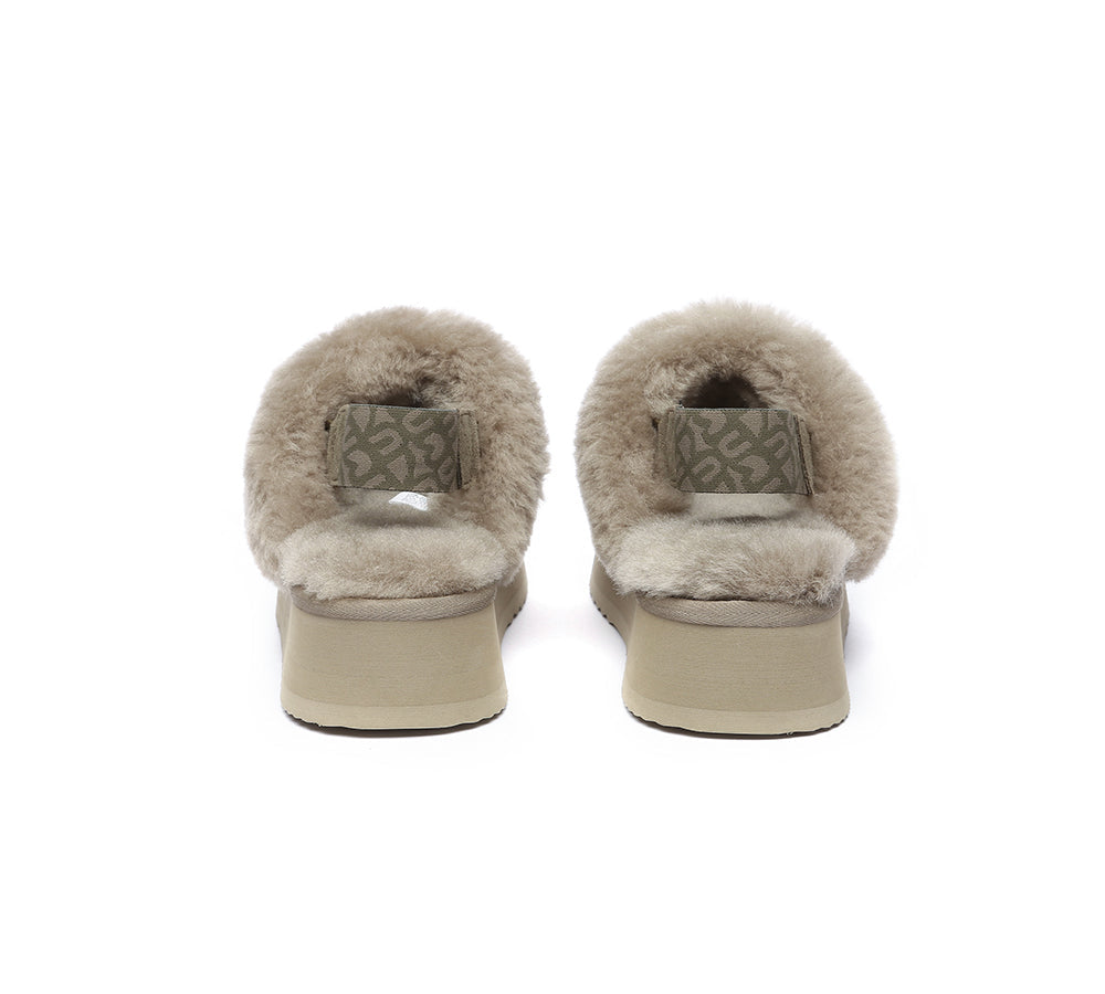 EVERAU® Women's 2-Way Strap Slingback Platform Slippers - Removable Adjustable UGG Style Fuzzy House Shoes for Indoor/Outdoor Comfort