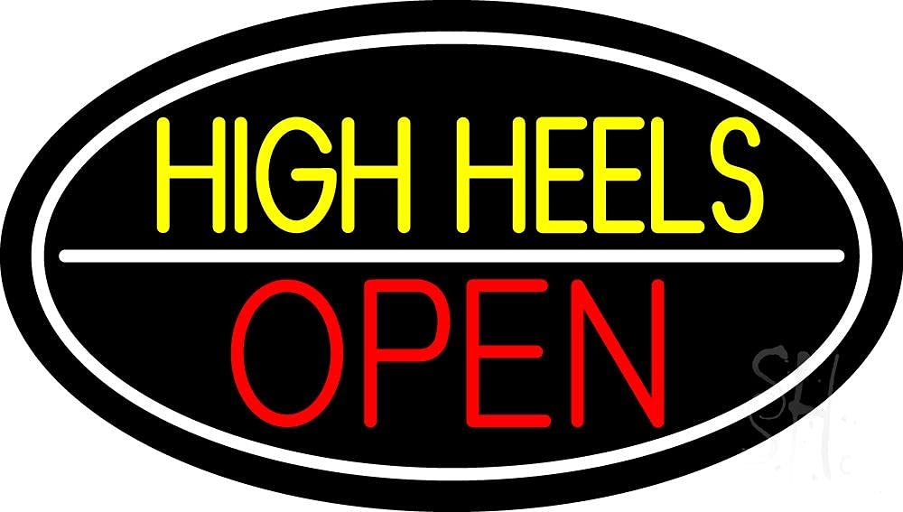 White Border LED Neon High Heels Sign 20x37 Inches - Black Square Acrylic Backing with Dimmer, Bright Premium Indoor LED Neon Light for Store Décor & Shop Front - Perfect for Boutique, Salon, or Retail Window Display