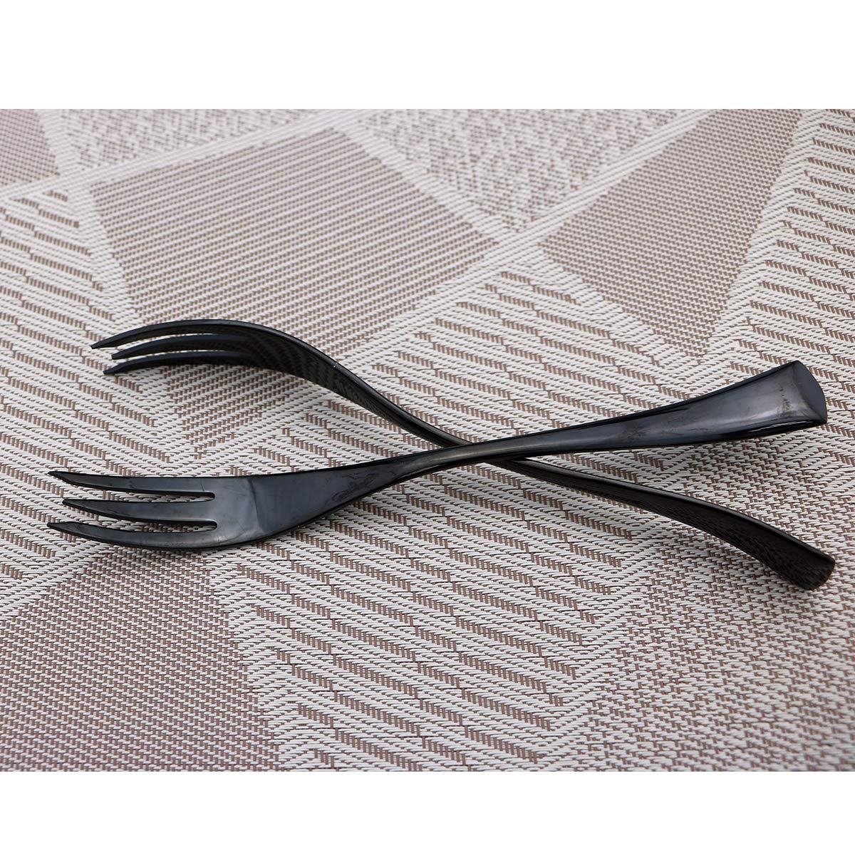 Premium 6-Piece Stainless Steel Seafood Fork Set - 18/10 Mirror Polished Black Heavy-Duty Fish Forks, Elegant Flatware for Oysters, Lobster & Crab - Perfect for Fine Dining & Seafood Restaurants