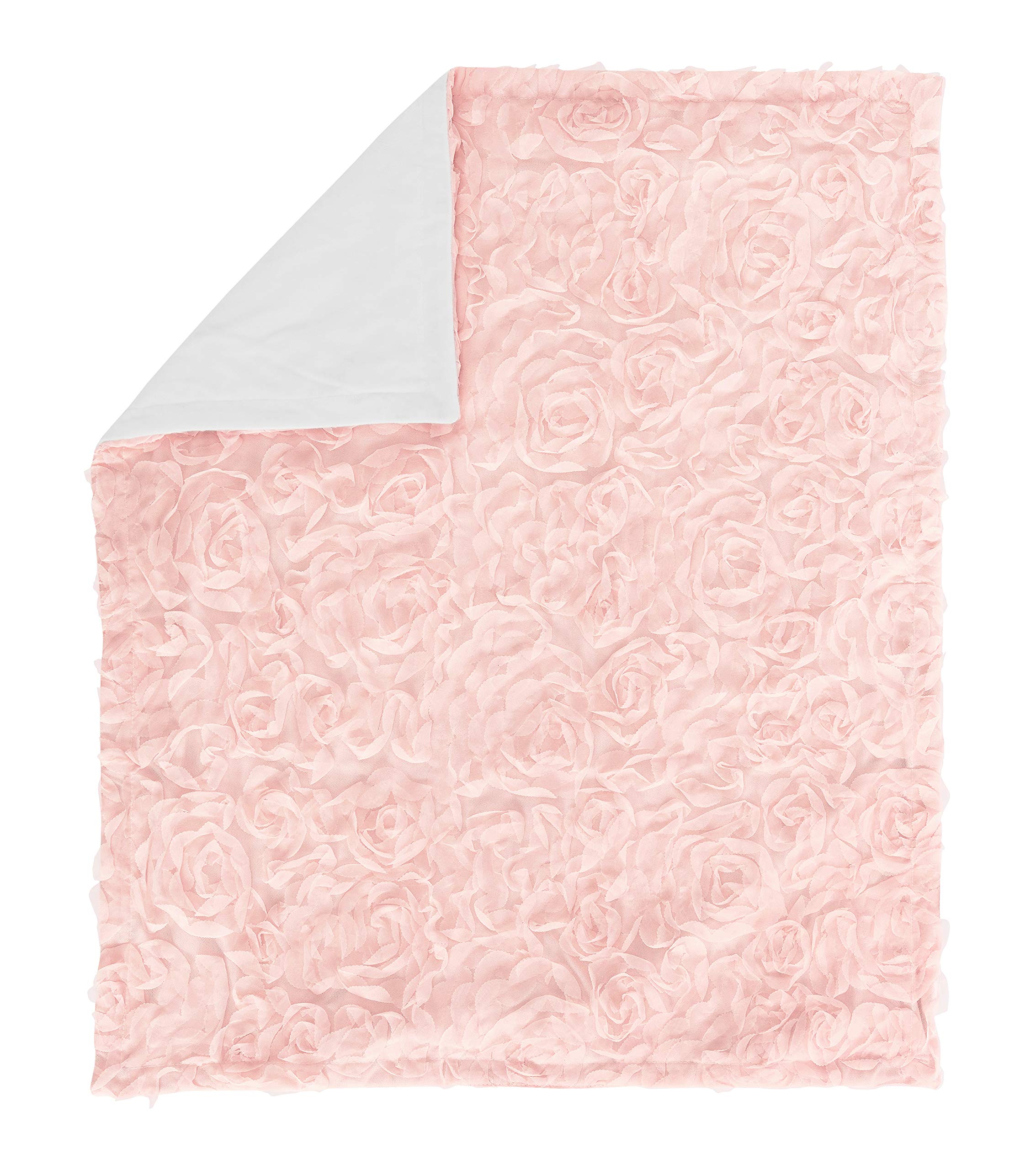 Sweet Jojo Designs Pink Floral Rose Baby Blanket - Soft Minky Swaddle for Newborns & Toddlers, Nursery Car Seat & Stroller Cover, Light Blush Boho Chic Security Blanket - Perfect for Baby Showers, Photo Shoots & Cozy Naptime