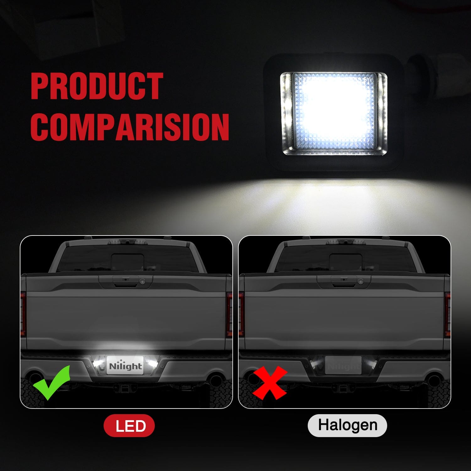 Smoke Lens Black Housing LED License Plate Lights - Compatible with Ford F150 Raptor 2015-2020 Models, 6000K White Light, 2PCS Pack - Perfect for Night Driving & Enhanced Vehicle Style