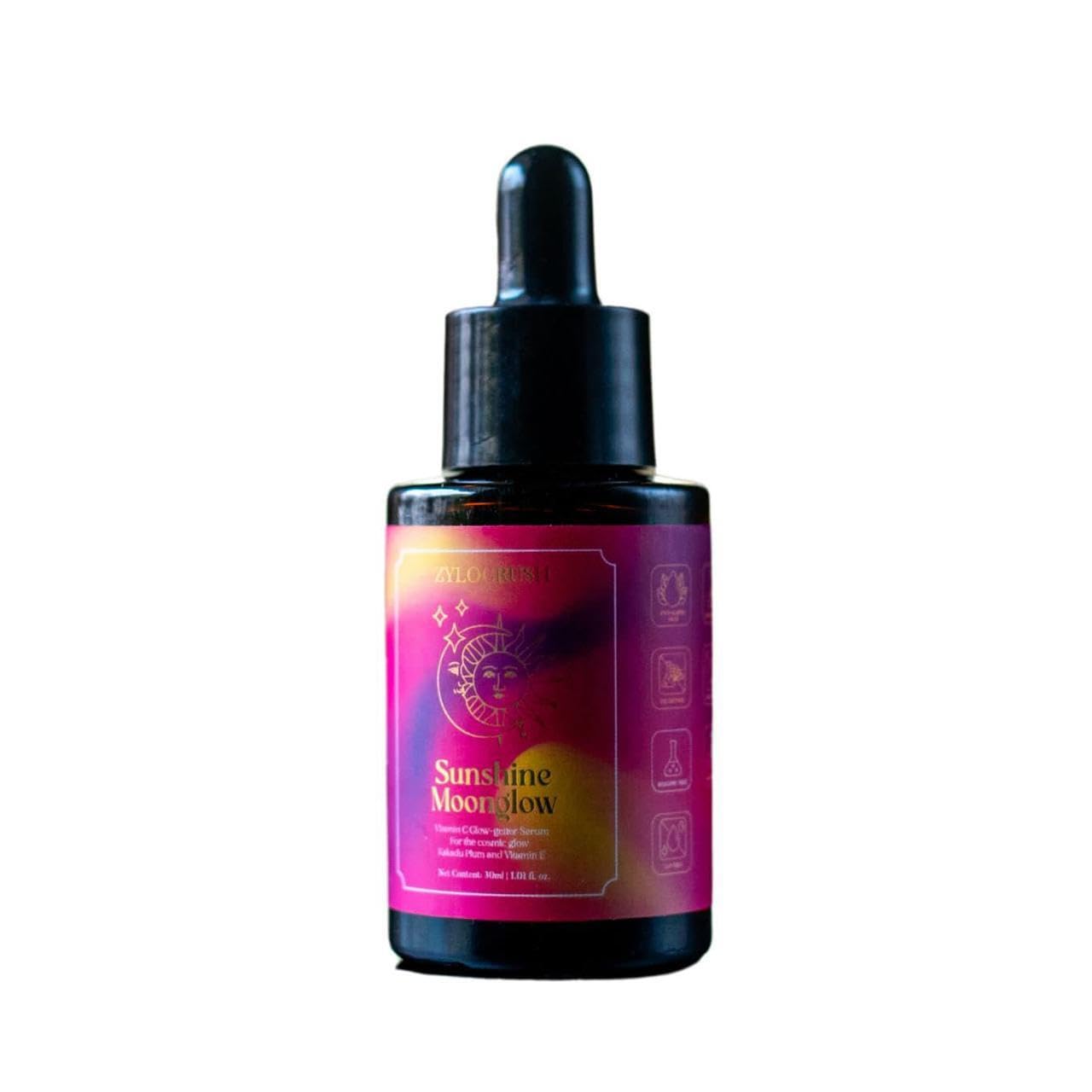 Zylocrush Sunshine Moonglow Cosmic Glow-Getter Serum with Vitamin C & Kakadu Plum | Brightening Face Serum for Radiant & Smooth Skin | 30ml | Day & Night Use for Natural Glow | Perfect for Dry, Dull & Aging Skin Care Routine