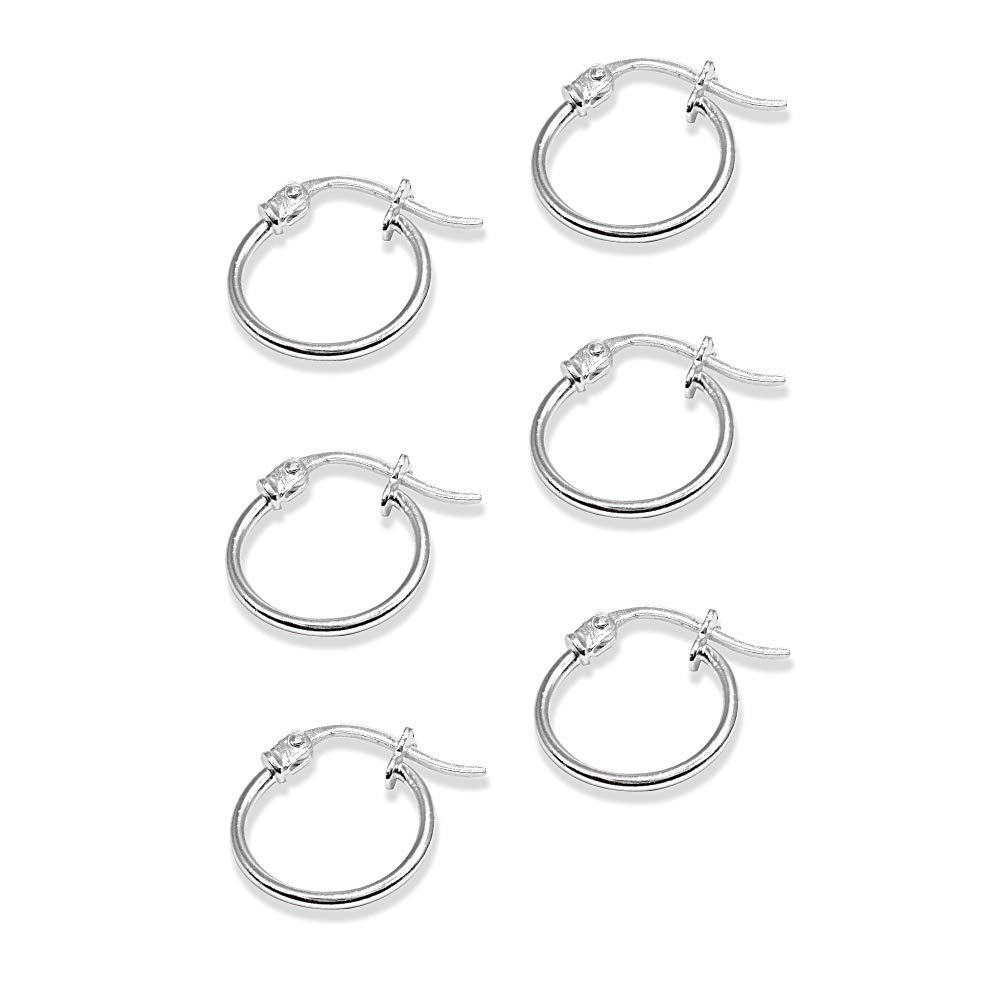 Sterling Silver Hoop Earrings for Women & Men - Gold Plated Thin Lightweight Click Closure Earrings - 12mm to 20mm Round Polished Hoop Earrings Set (1-3 Pairs) - Perfect for Everyday Wear, Parties & Gifts
