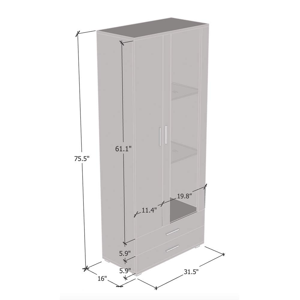 Modern Soho S6 2D2S Freestanding Bookcase - Customizable LED Light Wooden Bookshelf with Mirror Cabinet - Durable Oak Storage Shelf for Living Room, Office & Bedroom Organization