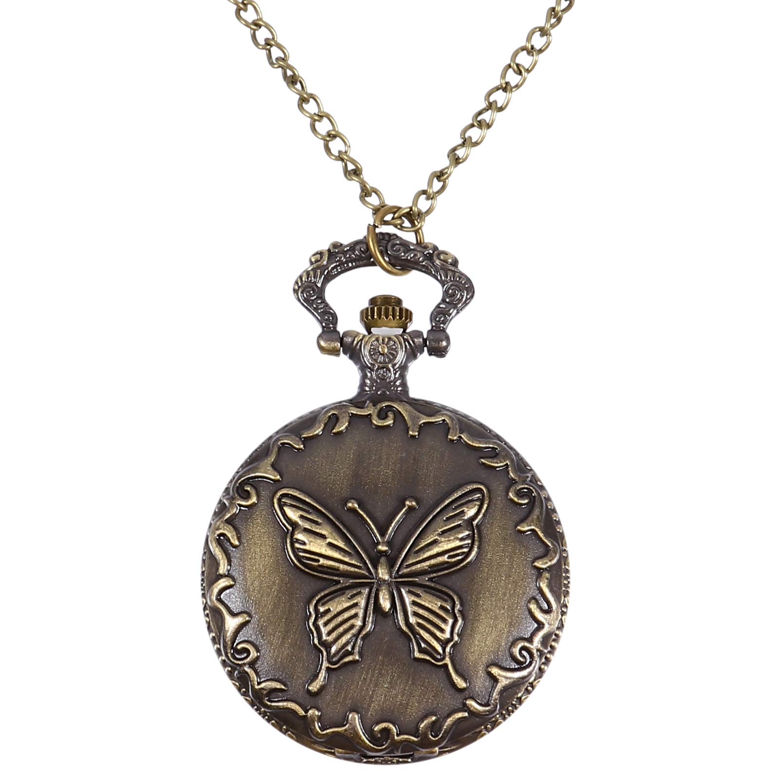 Scicalife Vintage Butterfly Pocket Watch - Antique Hanging Chain Watch for Men & Women | Perfect Gift for Collectors, Steampunk Lovers & Special Occasions