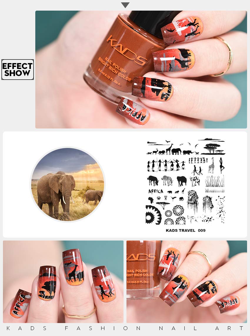 Professional KADS Nail Art Stamping Plates Set - 20 Unique Image Templates & Stencils with Durable Holder Case for Salon & Home Manicure | Perfect for DIY Nail Designs, Gifts & Professional Use (TR009)