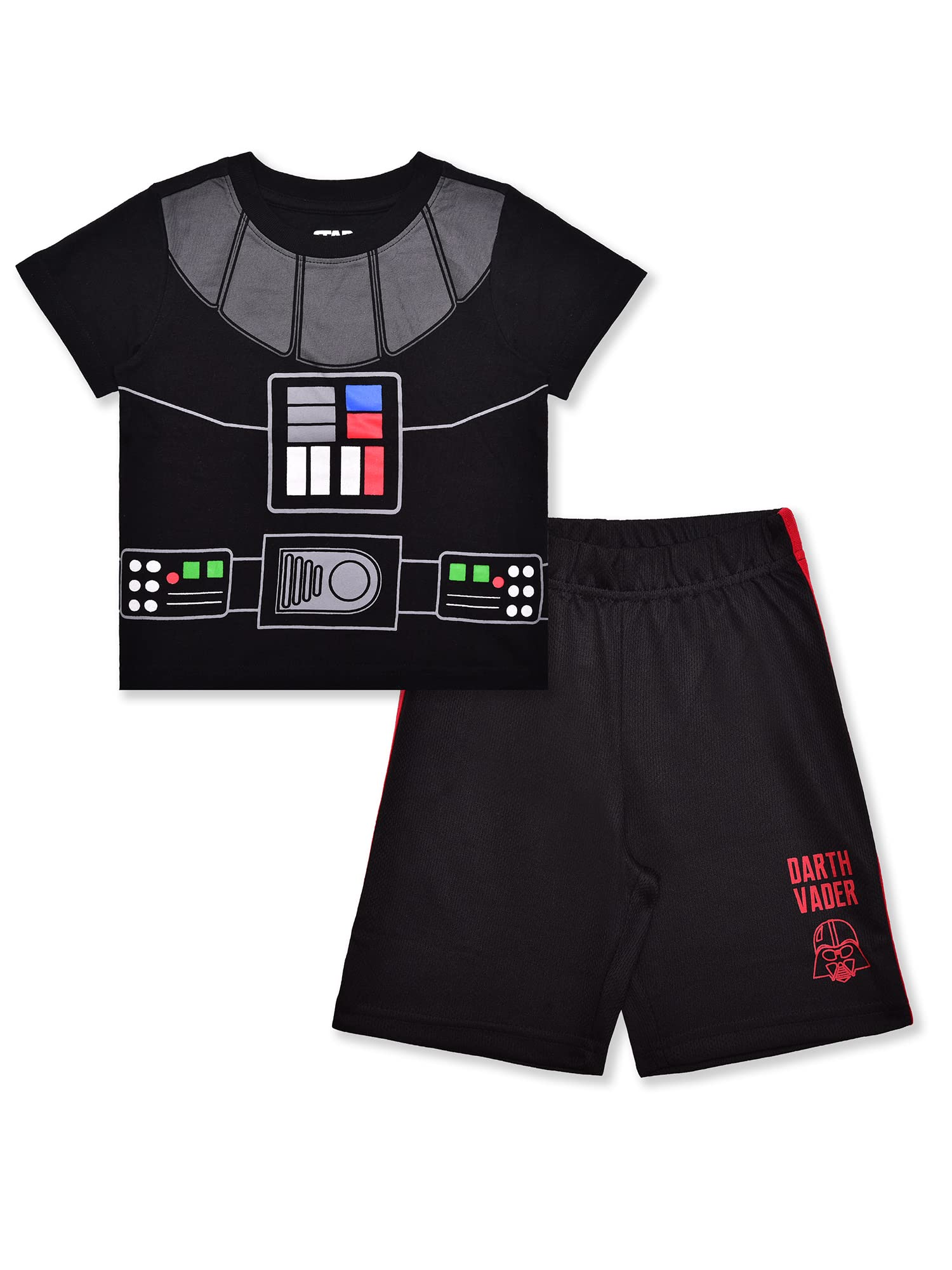 Star Wars Boys' Costume T-Shirt and Shorts Set for Toddlers & Kids - Beige/Black/White | Jedi Cosplay Outfit for Halloween, Birthday Parties & Dress-Up Play