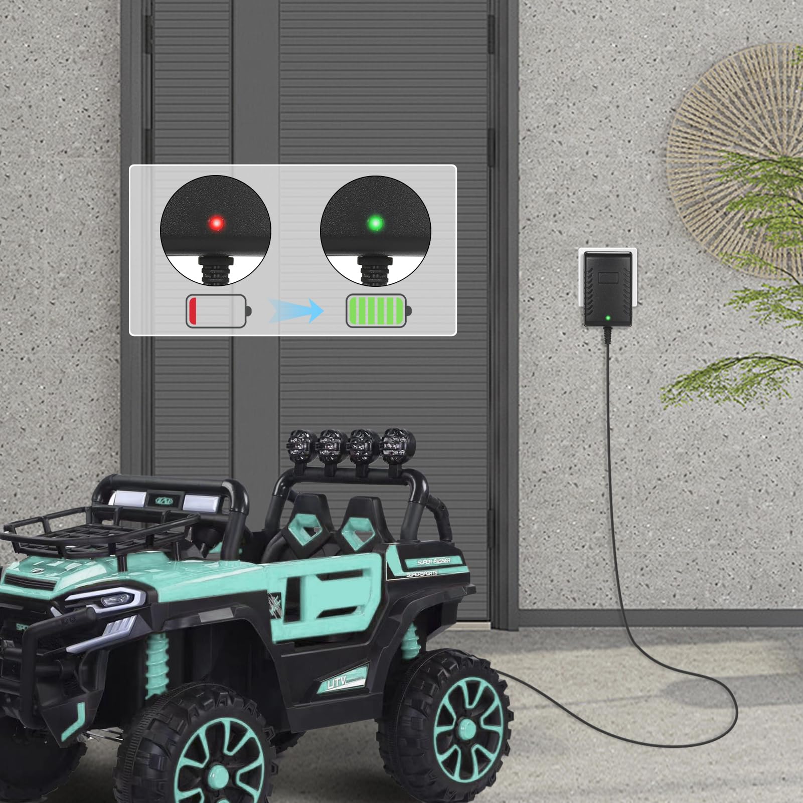 12V Universal Kids Ride-On Toy Car Battery Charger - Replacement Power Adapter for 12V Electric Ride-On Cars, SUVs & Vehicles - Perfect for Charging Kids' Toy Cars, Trucks & Motorcycles at Home or Outdoors