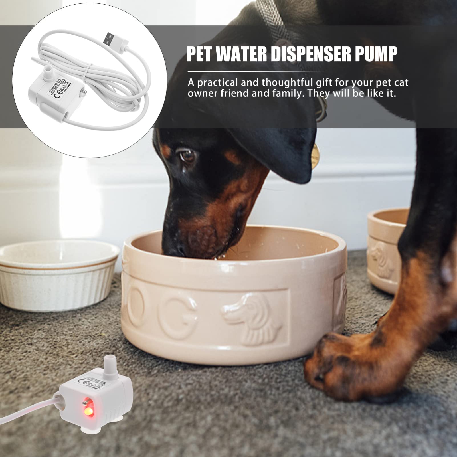 Quiet Pet Fountain Pump - Replacement for Cat Water Dispenser - Prevent Dry Burning