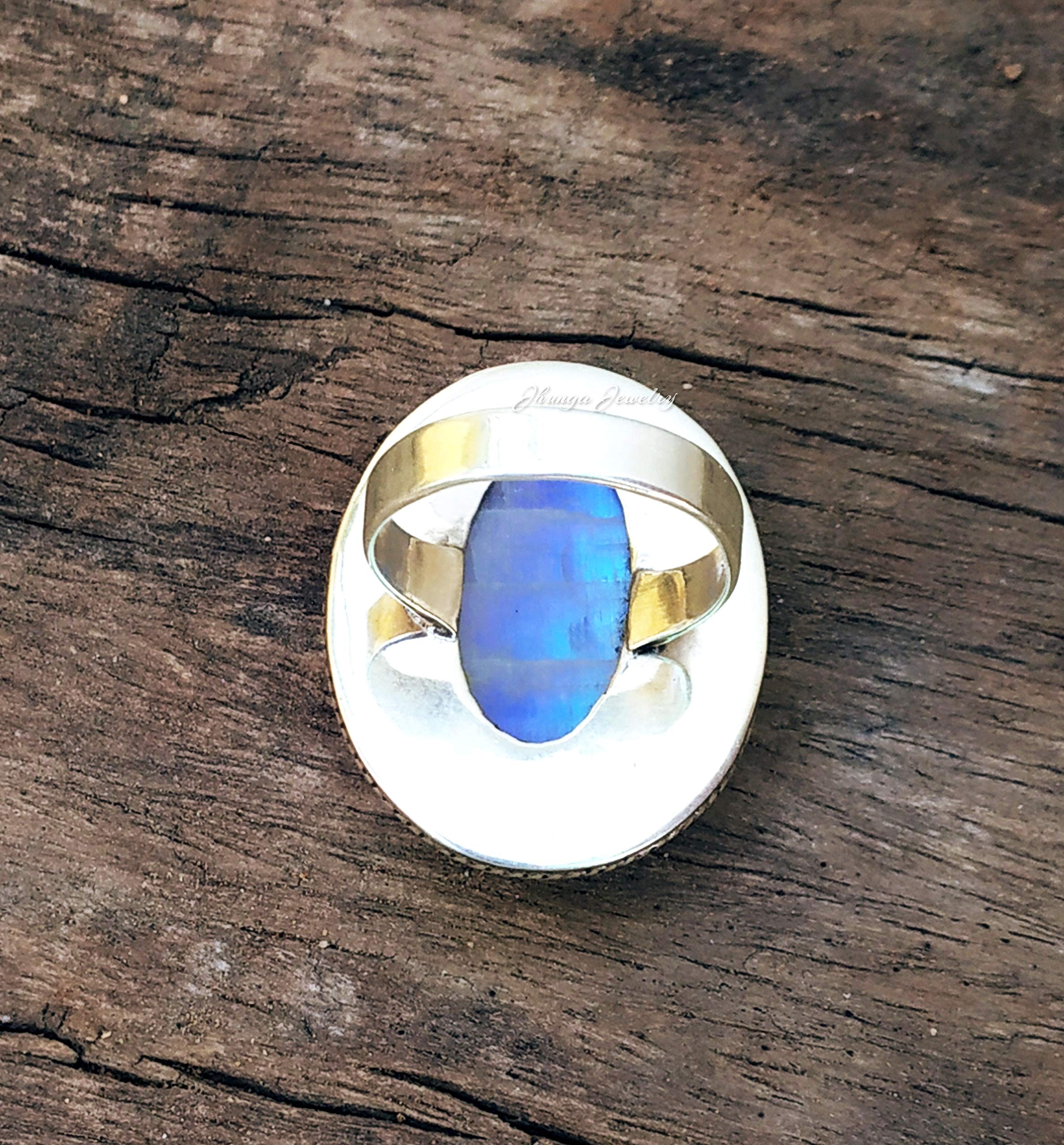 925 Sterling Silver Rainbow Moonstone Ring – Vintage Bohemian Statement Jewelry for Women | Unique Engagement, Promise, Bridesmaid Gift | Perfect for Weddings, Anniversaries & Boho Fashion