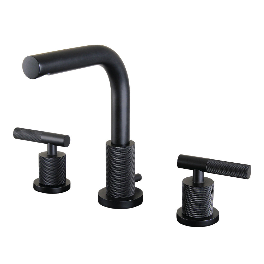 Kingston Brass FSC8950KNL Widespread Bathroom Faucet - Brushed Nickel Finish with Knurled Handle & Brass Pop-Up Drain - Perfect for Modern Bathroom Vanities and Powder Rooms