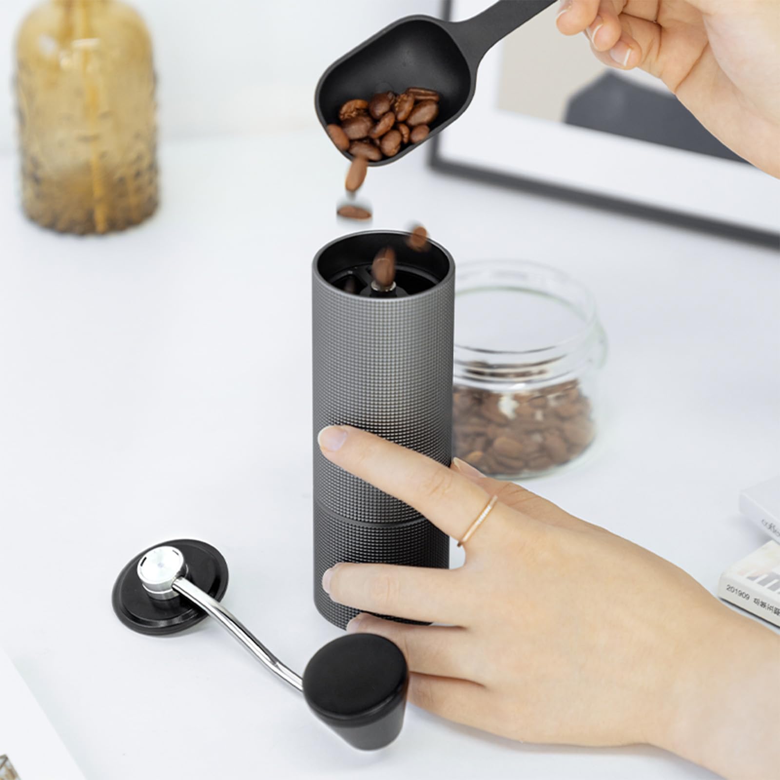 TIMEMORE Manual Coffee Grinder with Stainless Steel Conical Burr - Adjustable Settings, 20g Capacity - Perfect for Pour Over, French Press, Espresso - Ideal for Travel, Camping, Home Use - Dark Grey