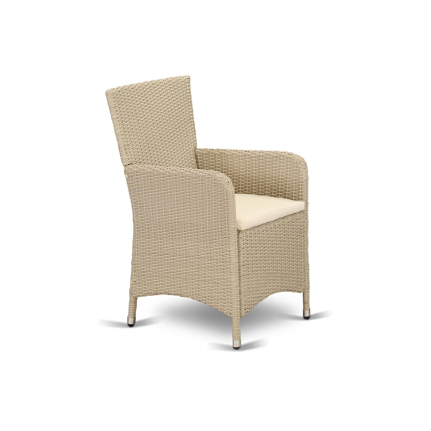 East West Furniture HLUC153V Luneburg Patio Bistro Wicker Dining Chairs with Cushion, Set of 2, Cream - Outdoor Garden, Balcony, and Poolside Seating for Relaxing and Entertaining