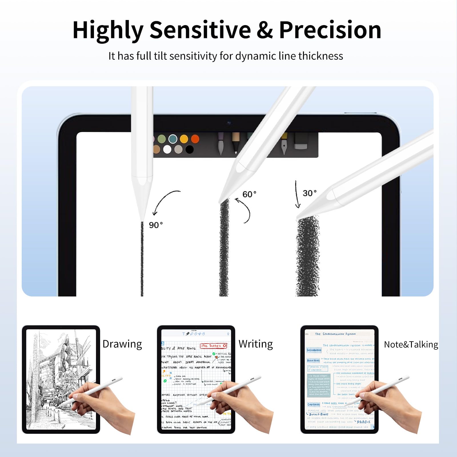 Fast Charging Stylus Pen for iPad 2018-2023 - Compatible with iPad 10th/9th/8th/7th/6th Gen, iPad Air 4/3, iPad Mini 6/5 & iPad Pro 11
